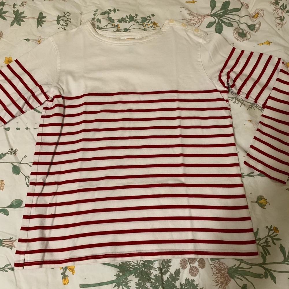 NWOT Talbots Red + White Shirt with button detail